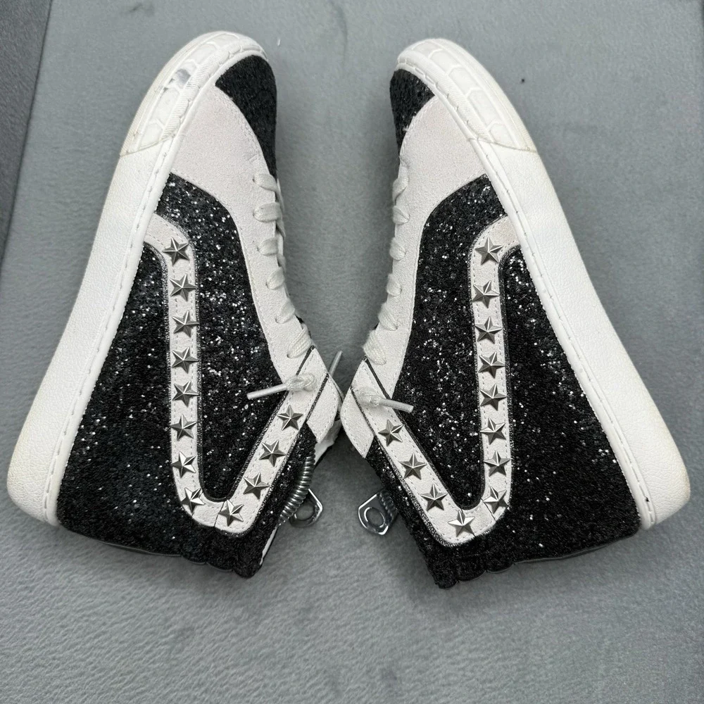 Vintage Havana Bianca High Women's 7.5 Black Glitter Star Stud High Top Sneakers